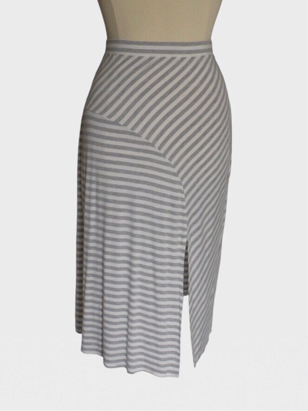 Time and Tru Striped Asymmetrical Midi Skirt